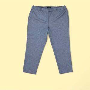 22W high waist straight pants white polka dots navy blue business casual stretch